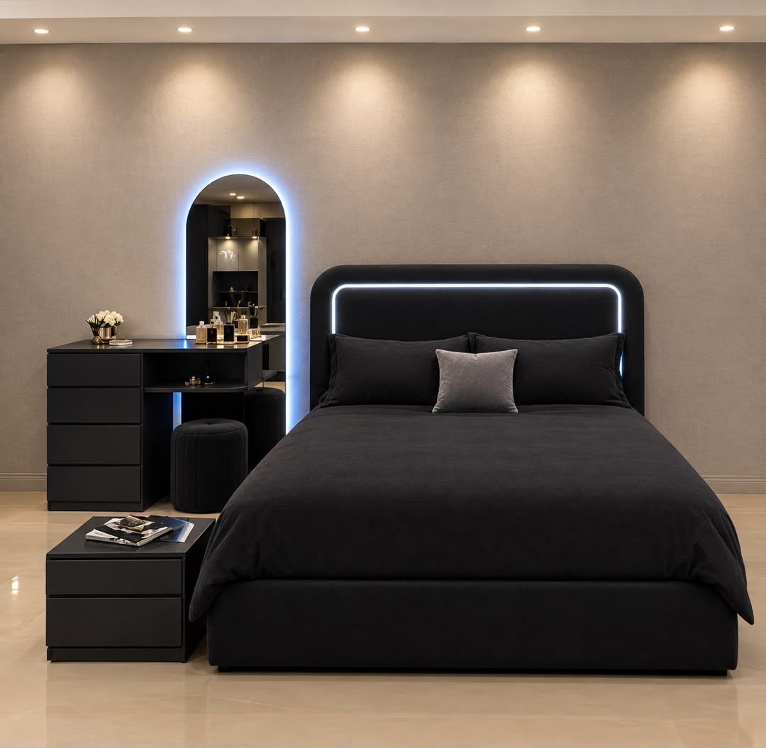 تخت خواب دونفره با نور LED